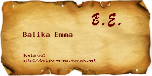 Balika Emma névjegykártya